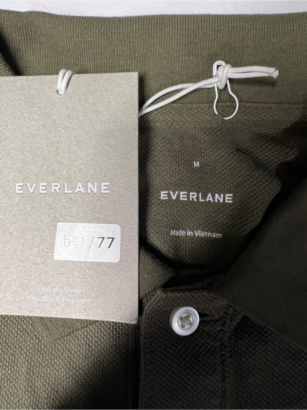 Everlane The Pique Polo Kalamata Green Cotton Short Sleeve Shirt Men M NWT - Picture 11 of 12
